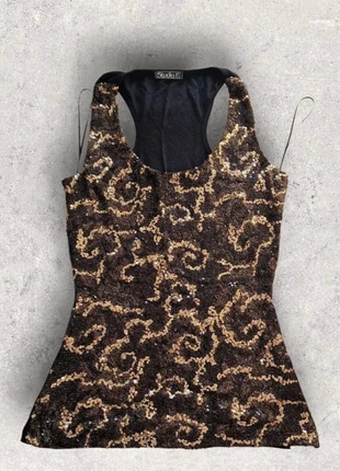 Débardeur fête noir et doré Studio F Y2K taille 38, marque: Studio F, état: Très bon état, taille: M / 38 / 10, 10,00 €, 11,20 € Protection acheteurs incluse