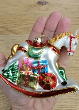 Cavallino a dondolo in vetro dipinto a mano, Addobbo albero Natale, marque: Christmas ornaments, état: Neuf sans étiquette, 12,00 €, 13,30 € Protection acheteurs incluse