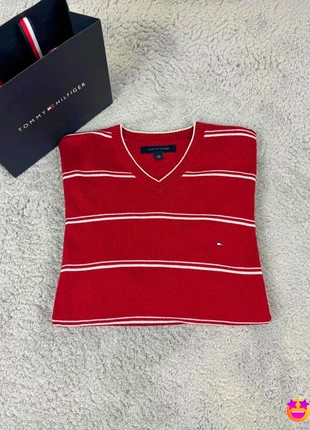 Sweat pull Col V en coton Tommy Hilfiger Rouge - Taille L - Homme, brand: Tommy Hilfiger, condition: Very good, size: L, €15.00, €16.45 includes Buyer Protection Pro