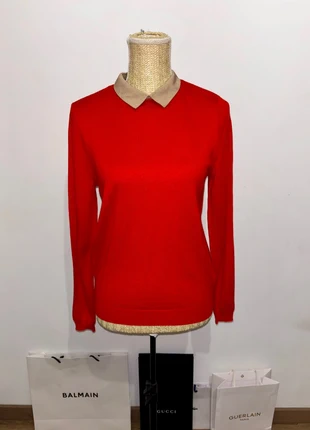 Pull léger rouge col chemise beige Monoprix T.38 M – chic & doux parfait mi-saison, brand: Monoprix, condition: Very good, size: M / 38 / 10, €8.90, €10.05 includes Buyer Protection