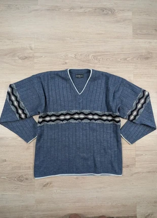 Pull sweat Col V vintage funky 1990's à motif Made in France bleu taille M oversize, brand: Vintage Dressing, condizioni: Ottime, taglia: M, €16.00, €17.50 include la Protezione acquisti Pro