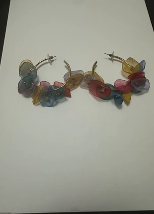 Multicolour Floral Hoop Earrings, condition: Good, £3.50, £4.38 includes Buyer Protection