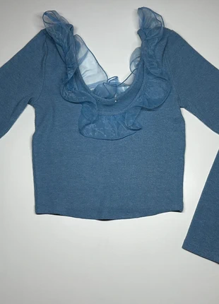 Zara Cropped Ruffle Chiffon Sweater, merk: Zara, staat: Heel goed, maat: S / 36 / 8, € 15,00, € 16,45 inclusief Kopersbescherming