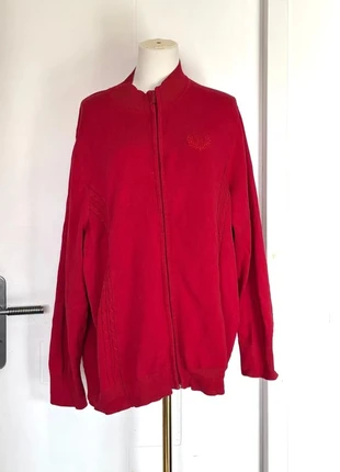 Gilet zippé rouge coton Tommy Hilfiger 3X logo brodé vintage casual unisexe automne, marque: Tommy Hilfiger, état: Très bon état, taille: XXXL / 46 / 18, 23,00 €, 24,85 € Protection acheteurs incluse