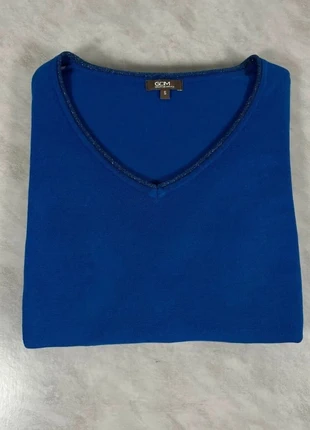 Pull bleu col V GEM taille S maille fine élégant chic intemporel doux femme Code 283N, brand: Grain de Malice, condition: Very good, size: S / 36 / 8, €18.00, €19.60 includes Buyer Protection Pro