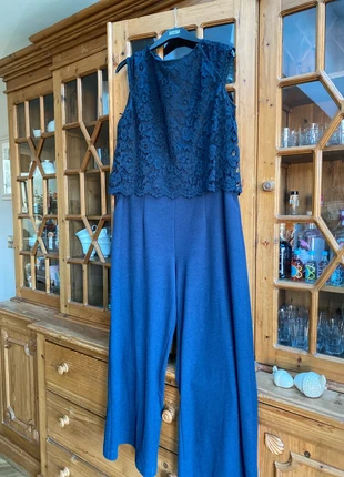 Navy Lace Top Jumpsuit – Elegant Party & Evening Wear size 16, brand: John Rocha, condition: Good, size: XXL / 16, £6.00, £7.00 includes Buyer Protection