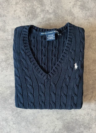 Pull col V Torsadé Ralph Lauren bleu marine logo blanc S femme, marque: Ralph Lauren, état: Très bon état, taille: S / 36 / 8, 66,00 €, 70,00 € Protection acheteurs incluse