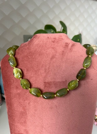 Groene kralen ketting stainless steel, merk: Handmade, staat: Nieuw zonder prijskaartje, € 10,00, € 11,20 inclusief Kopersbescherming