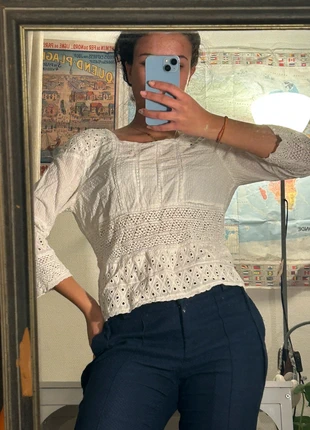 Blouse blanche broderie anglaise – Zara Woman, marke: Zara, zustand: Sehr gut, größe: S / 36 / 8, 7,00 €, 8,05 € inklusive Vinted-Käuferschutz