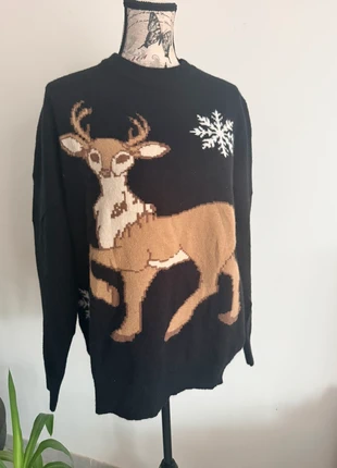 Pull de Noël noir motif renne – Taille L, marque: Assuili, état: Neuf sans étiquette, taille: L / 40 / 12, 18,00 €, 19,60 € Protection acheteurs incluse