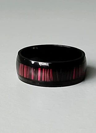 Bague vintage de 8 mm incrusté de bois rouge Kow haut de gamme acier inoxydable 304, brand: boutique fournisseur, condizioni: Nuovo con cartellino, taglia: 19 mm Ø / 21, €9.25, €10.41 include la Protezione acquisti