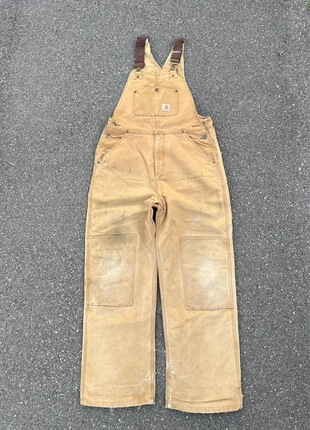 Salopette/dungaress carhartt double knee workwear beige sunfaded vintage - Taille M, marca: Carhartt, estado: Muito bom, tamanho: M / 38 / 10, €65.00, €68.95 inclui Proteção do Comprador Pro