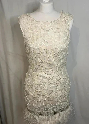 Lipsy White mini dress with feather detail #glam #festivalvibes, brand: Lipsy, condition: Very good, size: L / UK 16-18, £9.36, £10.53 includes Buyer Protection