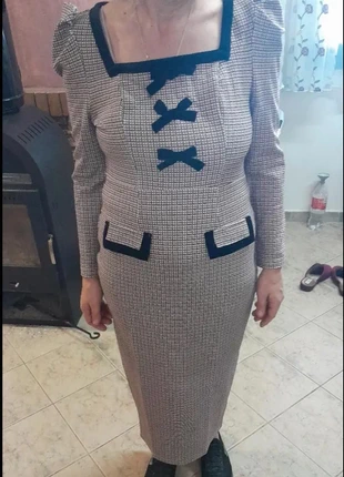 Robe midi pied-de-poule noir et blanc vintage, brand: Vintage Dressing, condition: Very good, size: S / 36 / 8, €68.00, €72.10 includes Buyer Protection Pro