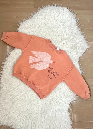 Sudadera oversize color salmón. Zara. Sweat-shirt oversize couleur saumon, marca: Zara, estado: Muito bom, tamanho: 18-24 meses / 86 cm, €5.00, €5.95 inclui Proteção do Comprador