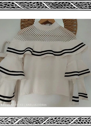 Blusa estilo flamenca talla s en blanco y negro, brand: Vintage Dressing, condizioni: Ottime, taglia: S / IT 40 / EU 36, €9.00, €10.15 include la Protezione acquisti