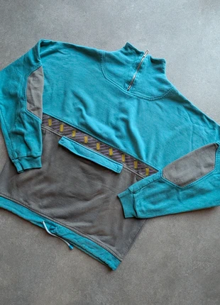 Sweat vintage bleu turquoise & gris homme L – col zippé rétro 90s, marque: Vintage Dressing, état: Très bon état, taille: L, 15,00 €, 16,45 € Protection acheteurs (Pro) incluse