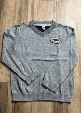 Pull garçon gris col V à motif "Camp" - Taille 8 ans (128 cm), brand: Orchestra, condition: Very good, size: 8 years / 128 cm, €2.00, €2.80 includes Buyer Protection