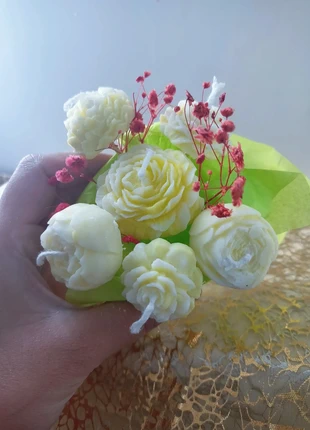 Mini flower candle bouquet yellow colour soya wax candle scented, brand: Soya, condition: New with tags, £3.00, £3.85 includes Buyer Protection