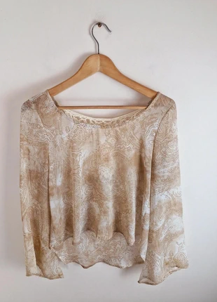 Womens y2k 00s Boho Beige Fairy Floaty Sleeve Top Shirt Blouse S, brand: Vintage, condition: Good, size: M / 10, £18.00, £19.60 includes Buyer Protection Pro