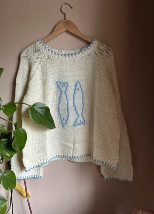 Cream and blue chunky Knit fisherman’s jumper, condition: New without tags, size: L / 12, £18.99, £20.64 includes Buyer Protection Pro
