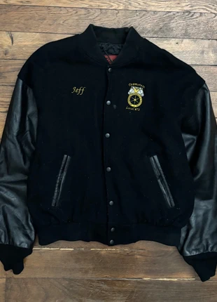 Veste teddy vintage USA manche cuir taille L., marque: Vintage Dressing, état: Bon état, taille: L, 29,00 €, 31,15 € Protection acheteurs incluse