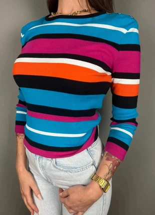 pull rayé Lauren Ralph Lauren multicolore à boutons argentés - M femme - coton LTH 289, marque: Ralph Lauren, état: Très bon état, taille: M / 38 / 10, 16,00 €, 17,50 € Protection acheteurs (Pro) incluse