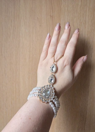 Hand sieraad, parel elegante armband over de hand, merk: ELEGANTE, staat: Nieuw zonder prijskaartje, € 8,50, € 9,63 inclusief Kopersbescherming Pro