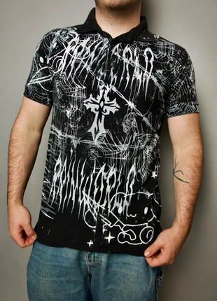 Drain Gang Inspired Y2K Custom Black Graphic Polo, marque: Vintage Dressing, état: Bon état, taille: M, 19,95 €, 21,65 € Protection acheteurs incluse