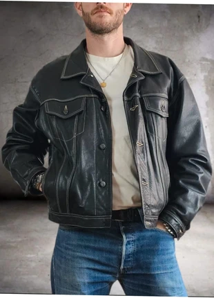 Chevignon - Cuir Trucker Noir Vintage 🇲🇫, marque: Chevignon, état: Très bon état, taille: XL, 249,00 €, 262,15 € Protection acheteurs incluse