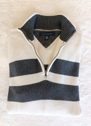 Pull half zip camionneur tommy Hilfiger gris et blanc taille L, brand: Tommy Hilfiger, condizioni: Ottime, taglia: L, €32.00, €34.30 include la Protezione acquisti