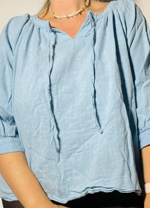 Blouse bleu ciel en coton taille 46, marque: Coton, état: Très bon état, taille: XXXL / 46 / 18, 7,00 €, 8,05 € Protection acheteurs (Pro) incluse