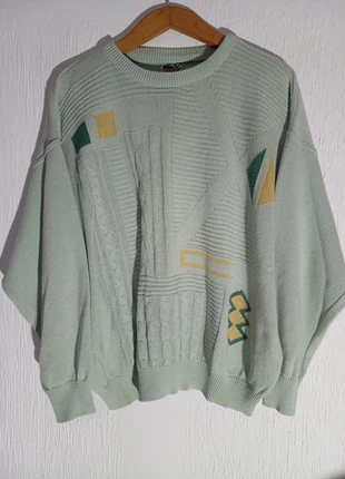 Vintage 80s/90s Mint Green Abstract Knit Oversized Sweater, marque: Vintage Dressing, état: Très bon état, taille: L / 40 / 12, 23,50 €, 25,38 € Protection acheteurs incluse