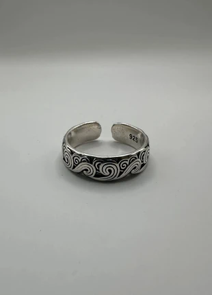 Bague argentée modèle vagues noires, brand: CHROME, condition: Very good, size: Adjustable, €6.99, €8.04 includes Buyer Protection Pro