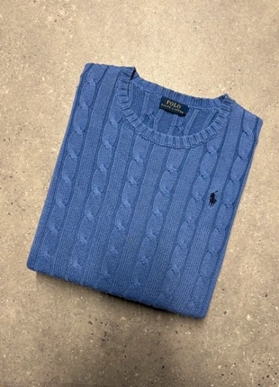 Torsadé Ralph Lauren cintré bleu pull col rond brodé sweat cable knit PR4-45, marca: Ralph Lauren, estado: Muito bom, tamanho: S / 36 / 8, €54.90, €58.35 inclui Proteção do Comprador Pro