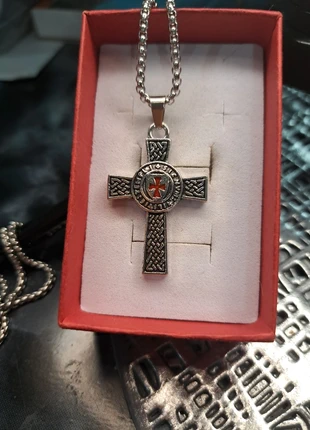 Lovely mens red and silver cross necklace, condition: New without tags, £4.00, £4.90 includes Buyer Protection
