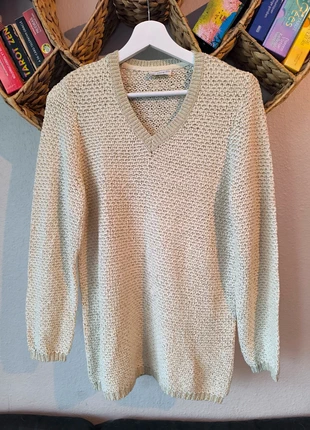 Pull col en V beige crème avec fils dorés M/L, marque: Atelier, état: Neuf sans étiquette, taille: L / 40 / 12, 5,00 €, 5,95 € Protection acheteurs incluse