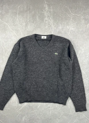 Pull col V gris chiné en laine Lacoste – Wool V-neck sweater – Homme M, marque: Lacoste, état: Très bon état, taille: M, 25,00 €, 26,95 € Protection acheteurs incluse