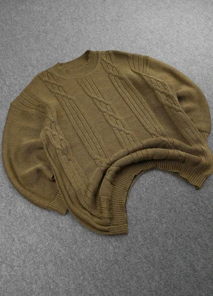 Pull à Col Montant Vintage 80s en Maille Chiné Vert Kaki à Motifs Torsades (L), marke: Vintage Dressing, zustand: Gut, größe: L, 22,00 €, 23,80 € beinhaltet Vinted-Käuferschutz Pro