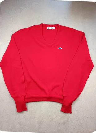 Pull sweat col V vintage Lacoste Izod rouge taille XL, brand: Lacoste, condition: Very good, size: XL, €14.90, €16.35 includes Buyer Protection