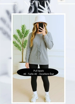 Pull épais à lacets Taille 40 Basique cosy hiver, marca: Primark, estado: Muy bueno, tamaño: L / 40 / 12, 4,00 €, 4,90 € Protección al comprador incluida