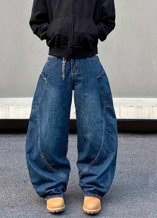 Jean baggy large bleu taille M coupe oversized streetwear cargo casual unisexe tendance, marque: y2k, état: Très bon état, taille: M, 50,00 €, 53,20 € Protection acheteurs (Pro) incluse