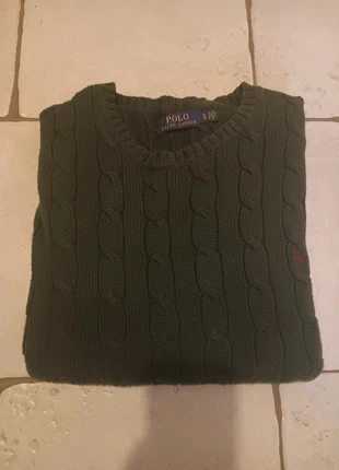 Pull Ralph Lauren vert torsadé, marque: Ralph Lauren, état: Bon état, taille: XL, 35,00 €, 37,45 € Protection acheteurs incluse