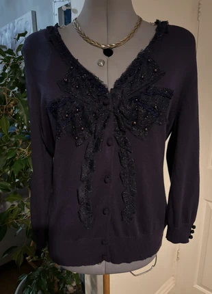 Vintage Y2K Per Una Purple Lace and beaded bow design Cardigan size uk14/16, brand: Vintage Dressing, condition: Very good, size: M / UK 12-14, £18.00, £19.60 includes Buyer Protection