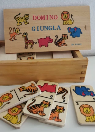 Domino in legno con animali della giungla (28 pezzi), merk: Nizzi Toys & Gifts, staat: Goed, maat: 3 jaar / 98 cm, € 5,00, € 5,95 inclusief Kopersbescherming