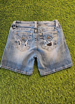 Miss Me Y2K Vintage Denim Shorts - Embroidered Pocket Detail, marque: Miss Me, état: Très bon état, taille: L / 40 / 12, 8,00 €, 9,10 € Protection acheteurs incluse