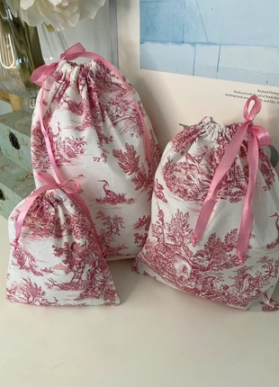 Lot 3 sacs fourre-tout rose motif toile de Jouy, brand: Sur le fil du temps, condition: New without tags, €10.00, €11.20 includes Buyer Protection Pro