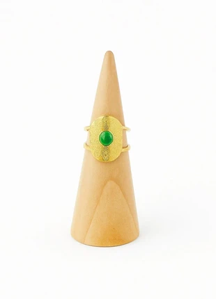 Bague femme doré vert en acier inoxydable ajustable, staat: Heel goed, maat: Aanpasbaar, € 10,00, € 11,20 inclusief Kopersbescherming