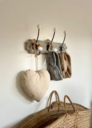 Porte-manteau mural en bois et métal – style campagne chic, marque: SHABBY, état: Très bon état, 17,50 €, 19,08 € Protection acheteurs incluse