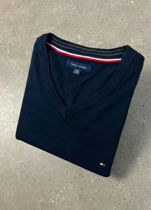 Pull/Sweat a col V Tommy Hilfiger XL Homme marine logo brodé coton vintage, brand: Tommy Hilfiger, condition: Very good, size: XL, €19.35, €21.02 includes Buyer Protection Pro
